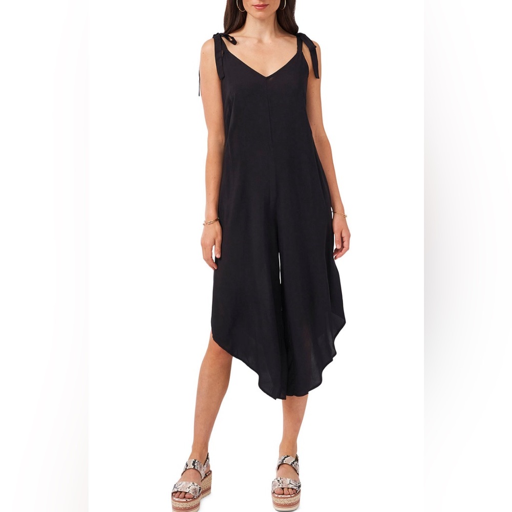 VINCE CAMUTO Solid Tie-Shoulder Cascading Jumpsuit Size Small